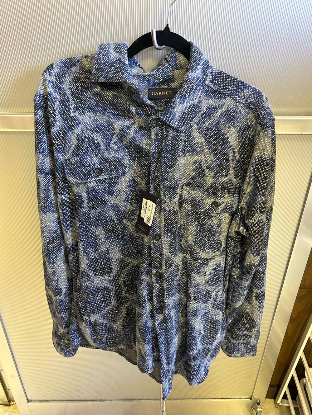 Garnet Flannel Blue Abstract Button-Up Shirt